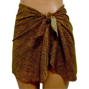 Slim Allure Swim Brown / Orange Animal Print Satin Sarong
